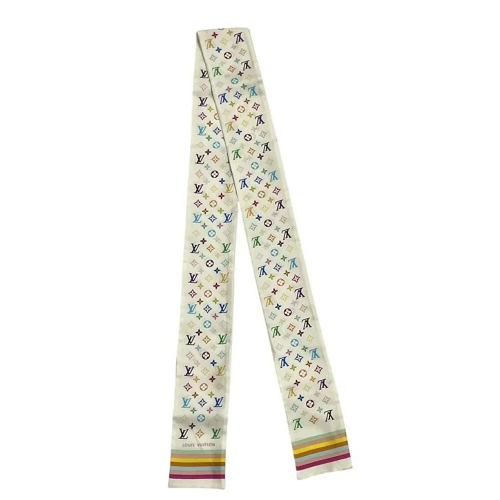 Louis Vuitton Twill Scarf Monogram Silk White - Picture 2 of 5